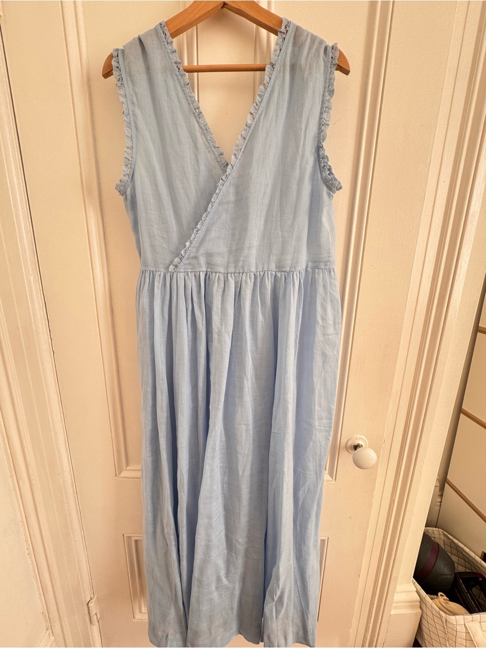 Doen Victoria Icy Blue Midi Dress with V-Neck NWOT - Picture 4 of 8